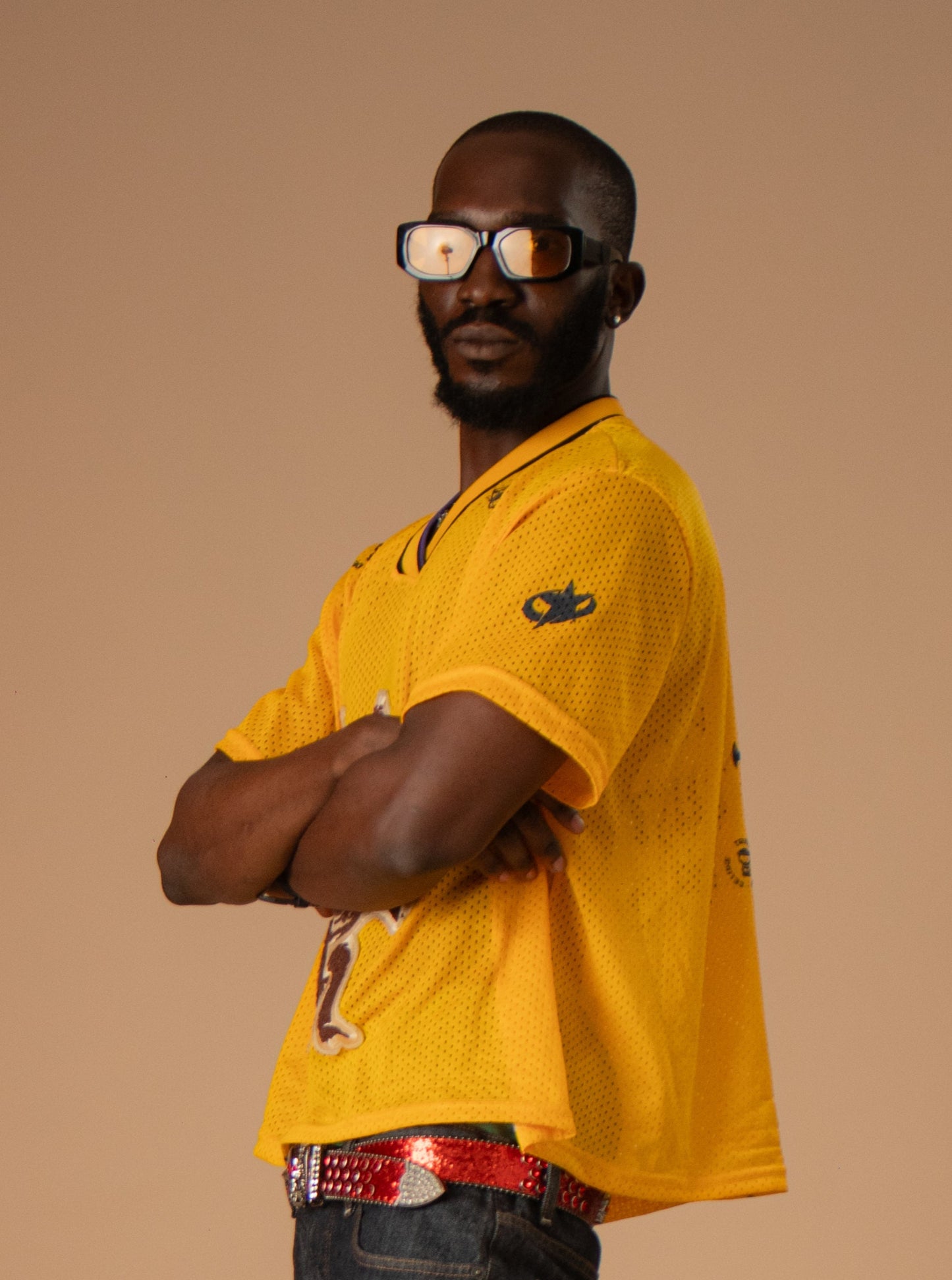 Studded Jean with red strips