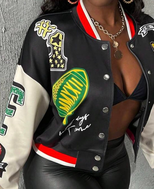 Green riot varsity jacket